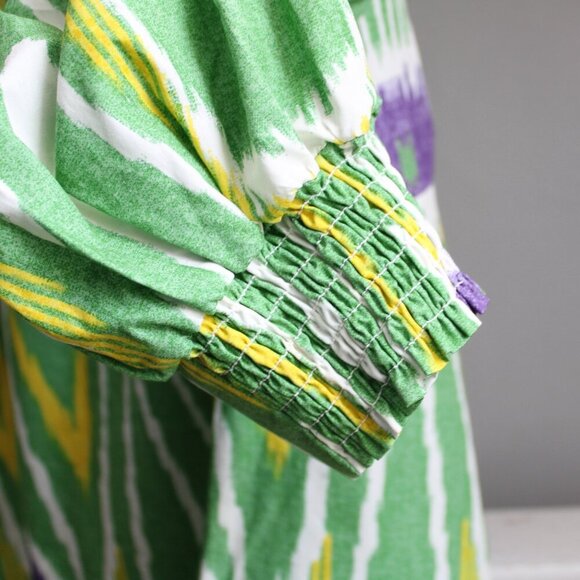 Anthropologie Green Sharona Henley Puffed Sleeve Blouse Size Medium - Picture 6 of 11